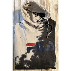 NWT Men's Fila All Over Tie Dye Pullover Hoodie‎ XLT Black And White.